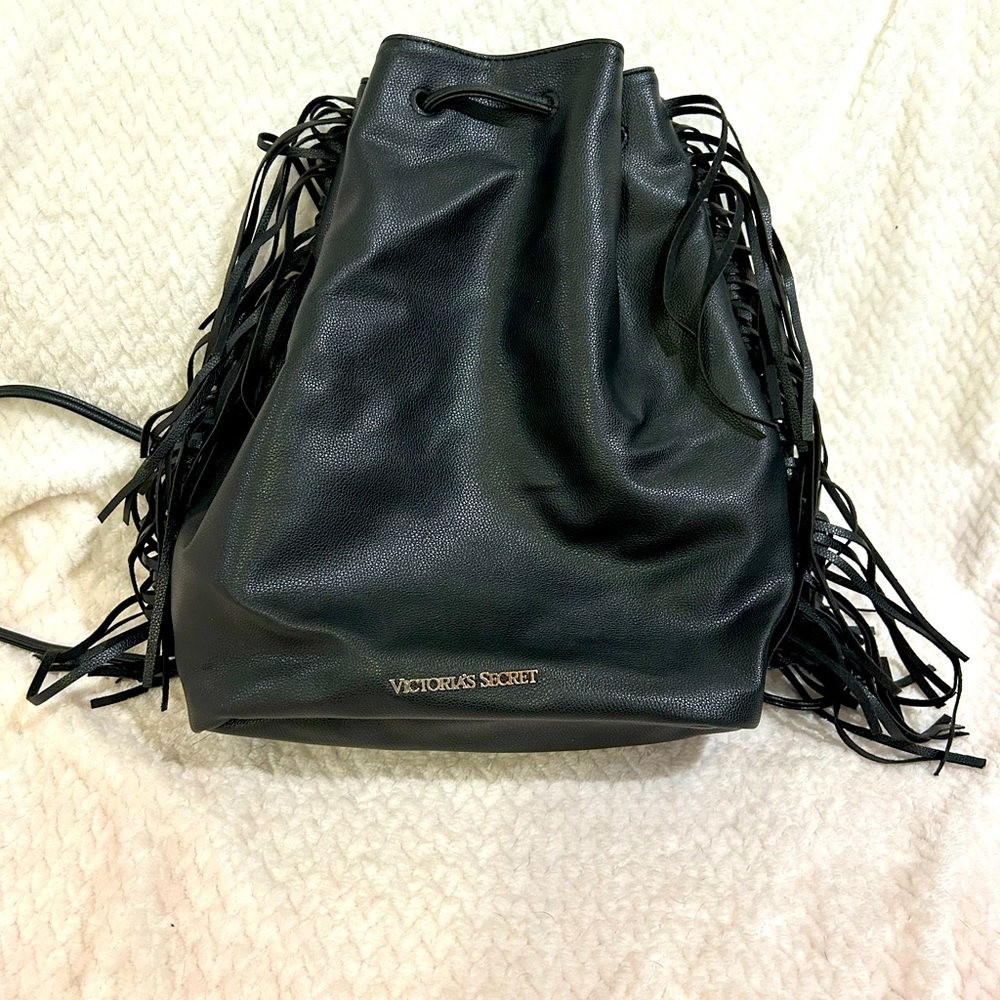 Victoria’s Secret Drawstring Satchel black faux leather
